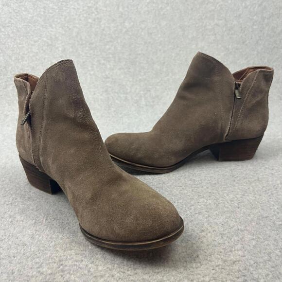 Lucky Brand Womens Low Cut Booties Boots 9 Leather beige Casual Winter - Picture 3 of 9